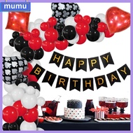 MUMU Black Casino Theme Party Decorations Red Balloon Arch Casino Poker Events Favors Balloon Garland Arch Men