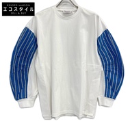 nagonstans 25AW 470IA480-0621 เสื้อแขนยาวผ้าคอตตอนลายทางสลับสี ขาวxฟ้า ไซส์ MEDIUM【สินค้ามือสอง】