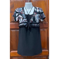 Women’s 2-in-1 Layered Tunic Top | Graphic Print Tie-Front Blouse | Ruffled Empire Waist Babydoll To