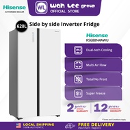 Hisense Side by Side 2 Door Inverter Black White Fridge Refrigerator (620L)  WAH LEE STORE