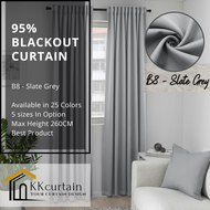 B8 - Ready-Made 95% Blackout Curtain SLATE GREY, Langsir Siap Jahit. LANGSIR KAIN TEBAL! ( HOOK/RING ) - KKCURTAINDESIGN -