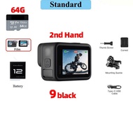 กล้องโกโปร9/10แอคชั่น GoPro มือถือ2nd วิดีโอ5K 20MP ภาพถ่ายกล้องกีฬาสีหน้าจอด้านหน้ามือสอง