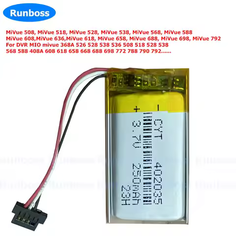 Battery For DVR MIO mivue 368A 526 536 408A 668 772 788 790 792 508,518,528,538,568,588,608,636,618,