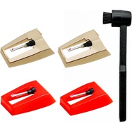 4 Pack Record Player Needles with Stylus Cleaning Brush, Turntable Record Player Needle Replacement 