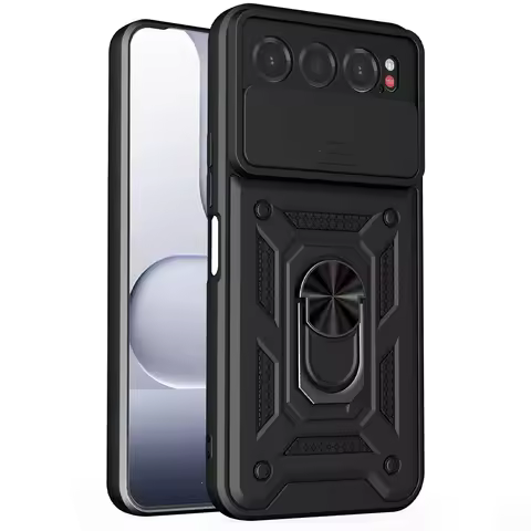 Heavy Duty Shockproof Camera Slider Hard Matte Ring Holder Kickstand Back Phone Case Cover for ZTE N