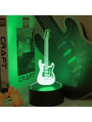7 色漸層吉他造型 3d 夜燈,觸控控制黑色底座創意檯燈,適用於臥室/客廳環境照明、房間裝飾燈、新穎夜燈、送給音樂愛好者、文學愛好者、女孩和男孩的禮物