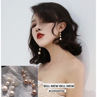 Korean style medium-sized 3-bead round earrings BT31