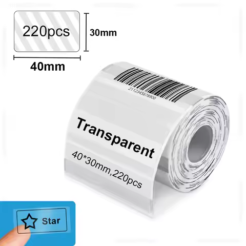 E210 Label Paper Transparent White Adhesive Label Sticker for E210 Bluetooth Thermal Label Printer P