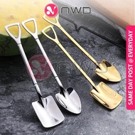 《 𝗦𝗠𝗢𝗢𝗧𝗛 𝗣𝗢𝗟𝗜𝗦𝗛𝗘𝗗 》Stainless Steel Coffee Spoon Shovel Shape Coffee Dessert Fruit Teaspoon Tableware