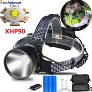 Xhp90.2  Led Headlamp Built-in Cooling Fun Headlight Head Lamp XHP70 Flashlight Head Torch Lithium I