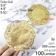 [100 pcs] Paper Doilies Gold 3.5 4.5 5.5 Gold Paper Doilies Jar Tube Jar 250 Grams 500 Grams Paper D
