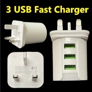 3 USB Output Fast Charging Travel Charger (5V/ 2A) Adapter With Cable