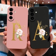 Casing For Samsung Galaxy M56 F56 5G Phone Case Shockproof Luxury Flower Letter Couple Silicone Cove