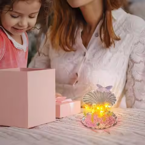 Flower Night Light Lamp Romantic Flower Shell Light Cute Flower Lamp Shell Light Transparent Decorat