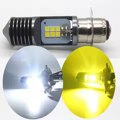1PC Motorcycle H4 BA20D P15D Headlight 3030 24MSD LED Light Bulbs Dual Color White Yellow Plug And P