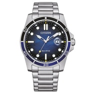 CITIZEN ECO-DRIVE BLUE DIAL SILVER STAINLESS STEEL STRAP MEN WATCH AW1810-85L