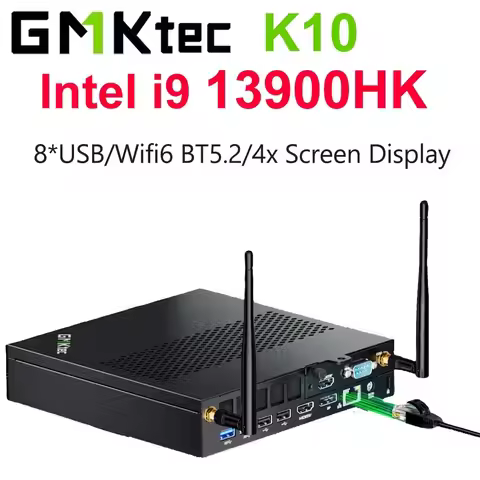 GMKtec K10 Intel i9 13900HK Mini PC Windows 11 DDR5 5600Mhz Pcie 3.0 SSD 8xUSB Ports 4x Screen Displ