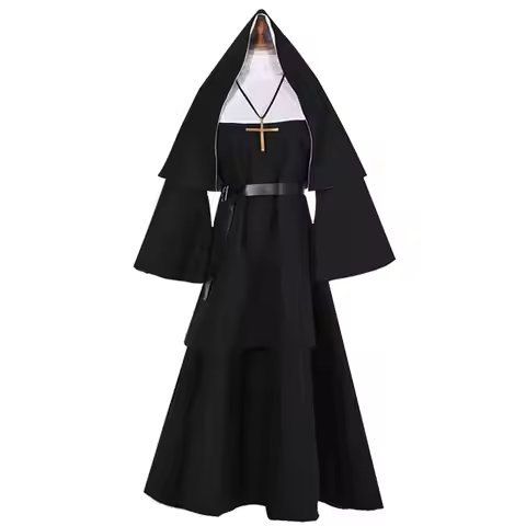 Halloween the Nun Ghost Nun Cosplay Costume St. Vida Horror Nun Priest Cosplay Attire