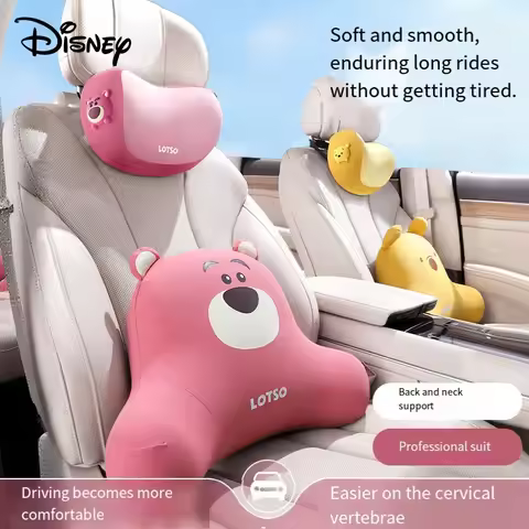 Genuine Disney Car Headrest Waist Pillow Mickey Lotso Cartoon Memory Foam Headrest Waist Car Accesso