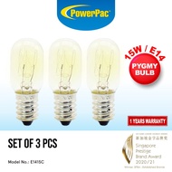 PowerPac 3x Pygmy bulb 15W E14 , Bulb Replacement for Fridge( E1415C)