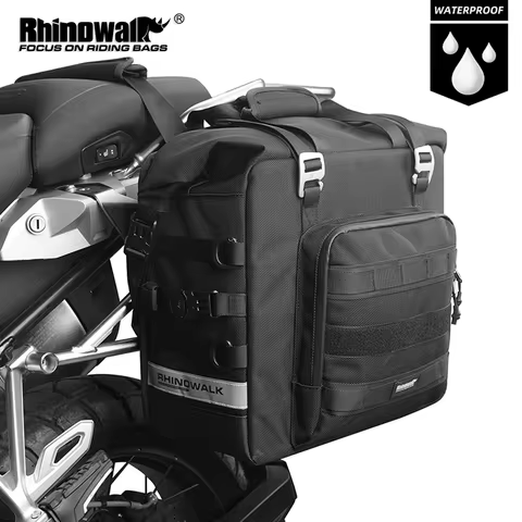 Rhinowalk Motorcycle Saddle Bag Waterproof 25L Expandable 32L Pannier Side Bag Quick Release 3D Cube