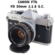 CANON FTb Silver SLR Film Camera + FD 50mm 1:1.8 S.C. MF From Japan