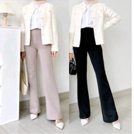 Flare Pants Highwaist Flare Pants Cutbray Culottes for Women Scuba Premium Office Women's Pants