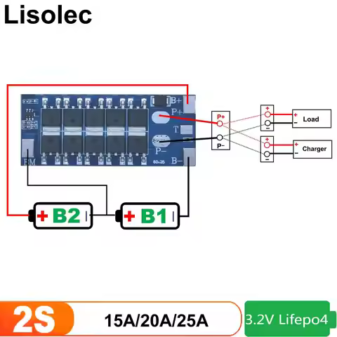 Lifepo4 BMS 2S 6.4V 10A 20A 25A Charge Board Protect Circuit Plates Charging Module for 18650 21700 