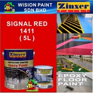1411 SIGNAL RED (P)  ( 5L ) 5 Liter ZINXER EPOXY PAINT Two Pack Epoxy Floor Paint - 4 Liter + 1 Liter