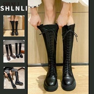 Women's Lace Up Thin Long Martin Boots Spring Autumn Y2k Thick Soled High Boots