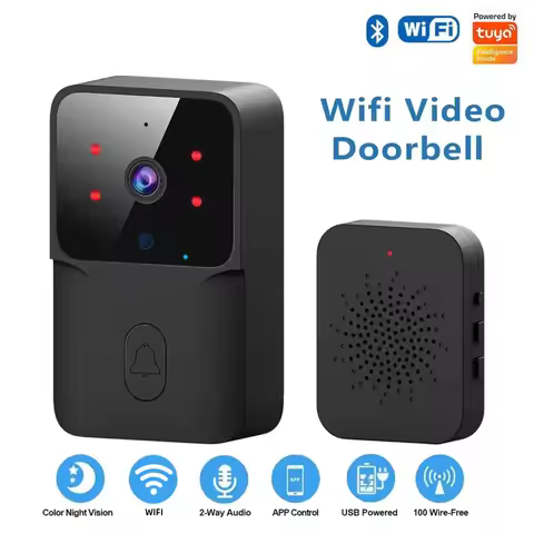 WiFi Doorbell Home Tuya WiFi Wireless Doorbell DC AC Battery Powered Camera Bell with Alexa Google D