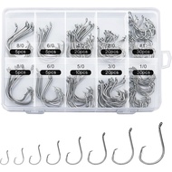 150PCS Circle Hooks, Strong High Carbon Steel Fresh and Saltwater Fishing Hooks, Variety of Differen