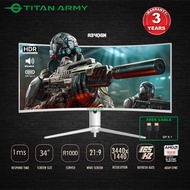 TITAN ARMY 34” Ultrawide WQHD 2K 165Hz 1ms Curved R1000 Type-C Gaming Monitor with speaker (A34QGN)