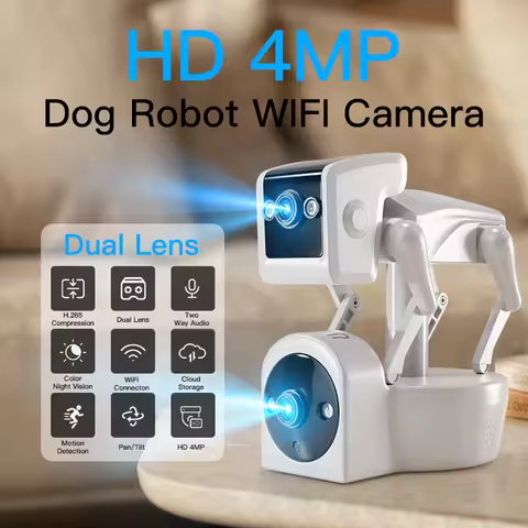 1080P 5G Dual Lens Robot Dog Camera 4MP Yoosee APP Robot Dog Camera Full Color PTZ IP Dome Camera Ho
