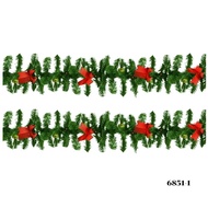 (60851-1) Christmas Decoration And Pine Line 8 Inches 9 Feet Red Bow