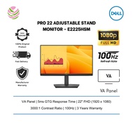 Dell Pro 22 Adjustable Stand Monitor - E2225HSM E Series (100Hz, FHD, 1920x1080, VA, 3000:1, VGA/HDM