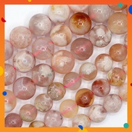 Natural Cherry Blossom Agate Gemstone Beads, Sakura Agate, Stone Bead, 8mm-10mm, Smooth Round, Diy, 
