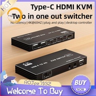 Aluminum KVM Switch HD HD 2.1 KVM Switch 4K 60Hz HD KVM Switch 2 Minitors 2 Computers