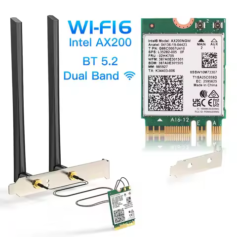 Dual Band Wifi 6 Intel AX200 M.2 Network Card AX200NGW Desktop kit Bluetooth 5.2 Wifi6 Wireless Adap