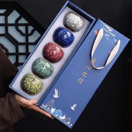 Five Elements Bowl, Set of 5 bowls of Five Elements with Fire Glaze, 5 bowls of Thien Mu Five Elemen