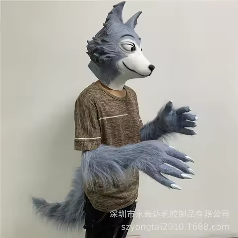 New Anime BEASTARS Cosplay Legoshi The Wolf Mask Cosplay Animal Wolf Gloves Tail Masks Masquerade Xm