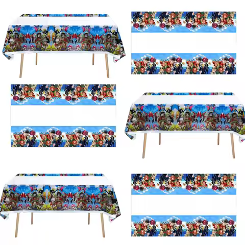 108*180CM One Piece Anime Tablecloth Happy Birthday Party Decoration Kids Favors Blue Boys Baby Show