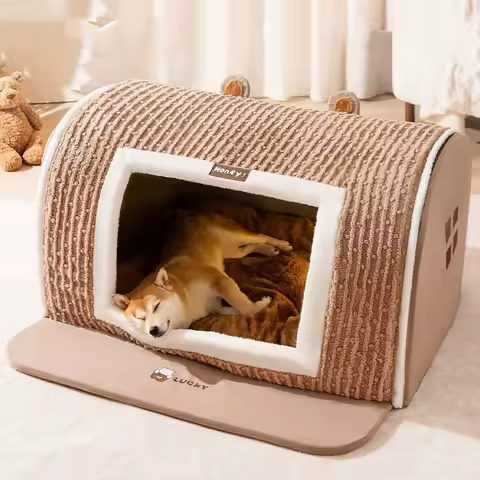 winter Dog Kennel Warm Dog House Mat Detachable Washable Dogs Bed Nest Deep Sleep Tent for Medium La