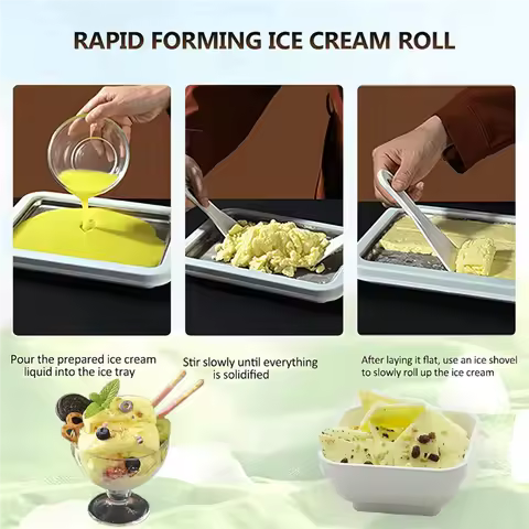 B64B-2X Instant Ice Cream Maker,Homemade DIY Ice Cream,Freeze Yogurt Rolls,Food Grade Stainless Stee