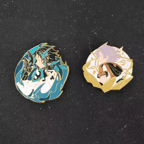 Game Genshin Impact Metal Brooch Pins Albedo Xiao Mask Badge Cosplay Prop For Man Woman Party Jewelr