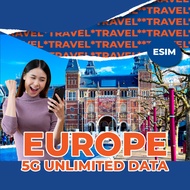 5G Europe and UK Esim Best Price 7 to 30 Days High Speed