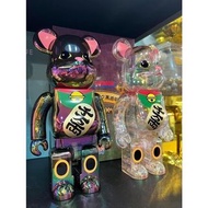 【最炫彩招財貓】Bearbrick 招財貓 neko 黑色透明炫彩 千萬兩 400%+100%