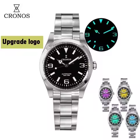 Cronos L6032 36mm Men Mechanical Watch PT5000 Automatic Sapphire Crystal BGW9 Luminous 100M Waterpro
