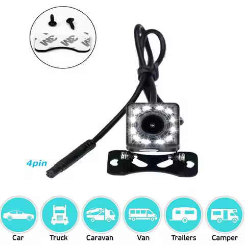 4 Pin HD Car Rear View Camera Reverse 4LED Night Vision Video Camera 170 Degree For Car Parking Came