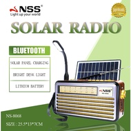 NSS Solar Rechargeable Bluetooth Radio FM/AM/SW TF Multimedia Radio Speaker With Light Solar Panel